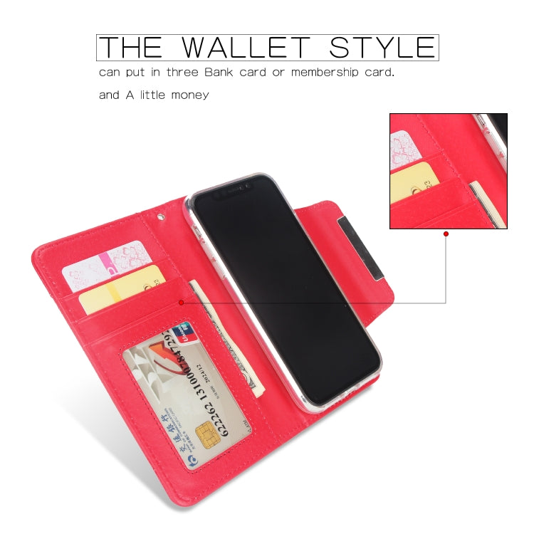 For iPhone XS Max Litchi Texture Horizontal Flip Buckle Detachable Magnetic PU Leather Case with Card Slots & Wallet & Photo Frame