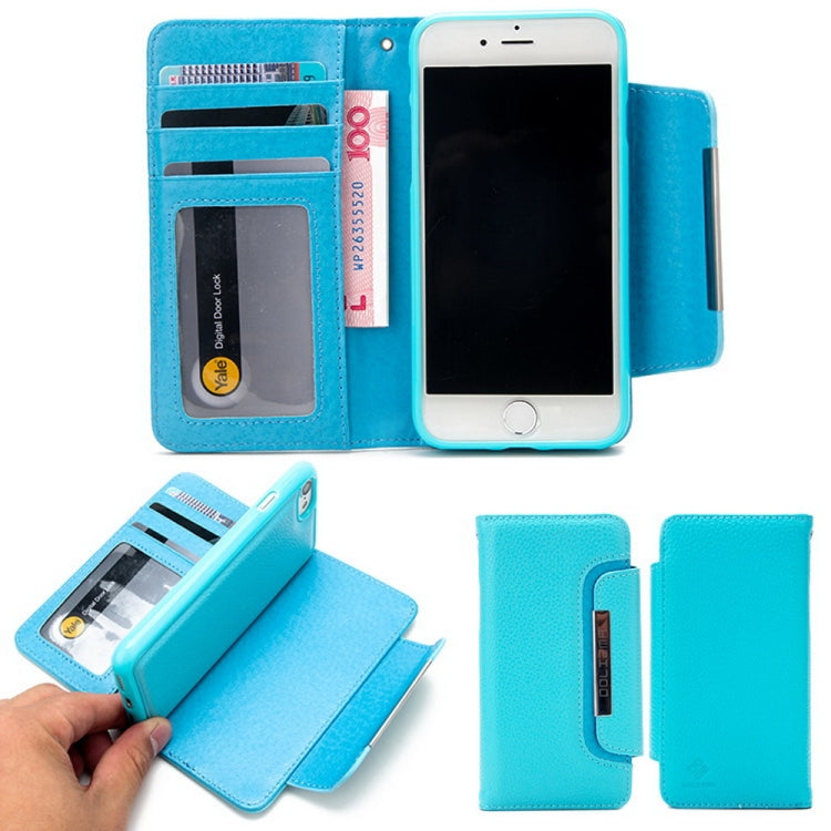 For iPhone SE 2022 / SE 2020 / 8 / 7 Litchi Texture Horizontal Flip Buckle Detachable Magnetic Leather Case with Card Slots & Wallet & Photo Frame