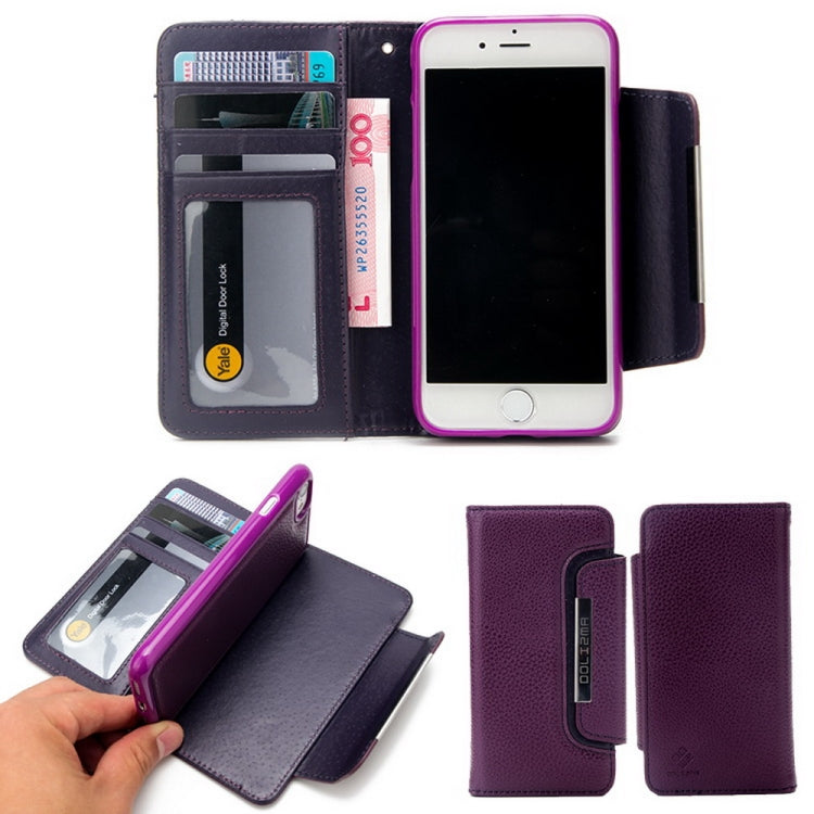 For iPhone SE 2022 / SE 2020 / 8 / 7 Litchi Texture Horizontal Flip Buckle Detachable Magnetic Leather Case with Card Slots & Wallet & Photo Frame