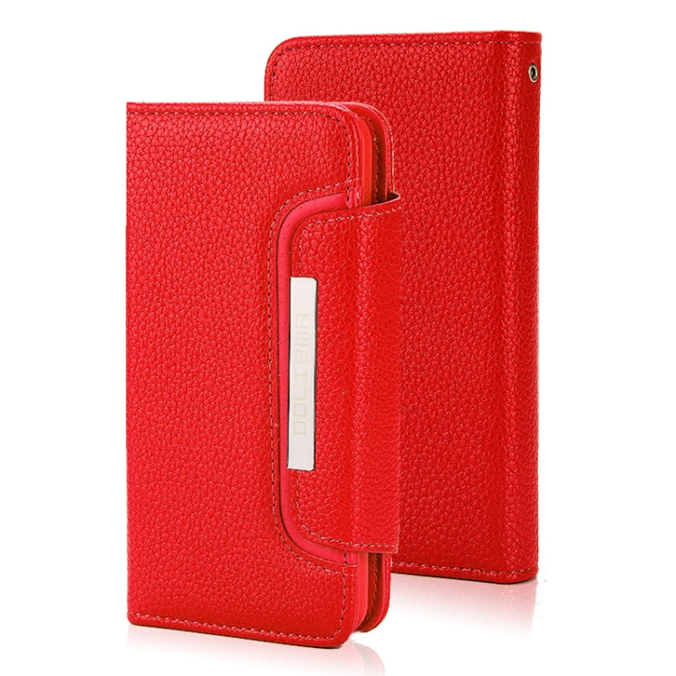 For iPhone SE 2022 / SE 2020 / 8 / 7 Litchi Texture Horizontal Flip Buckle Detachable Magnetic Leather Case with Card Slots & Wallet & Photo Frame