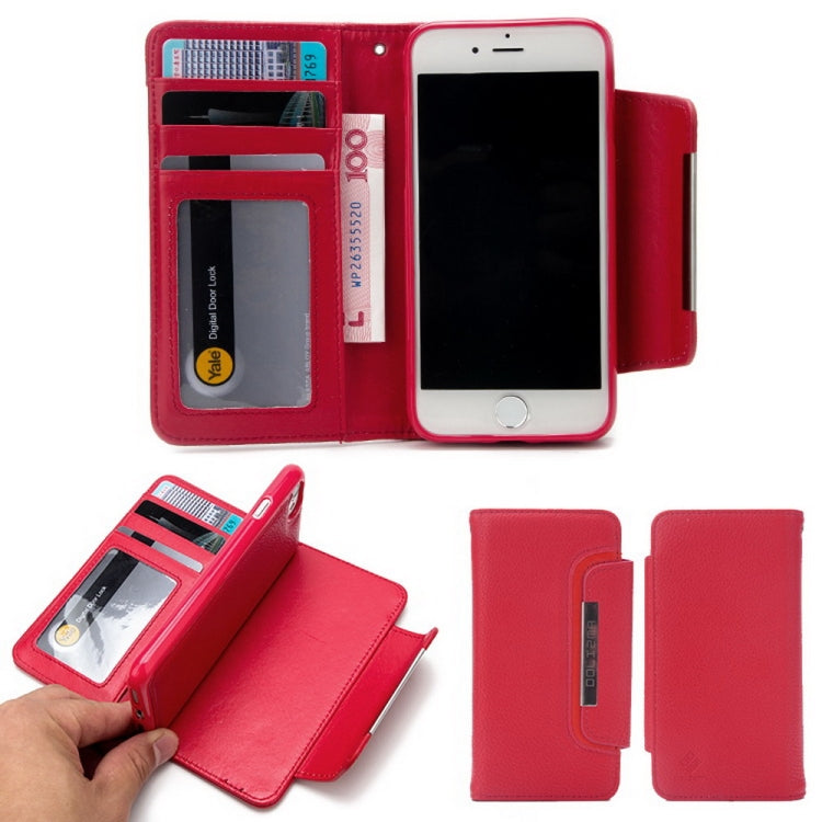 For iPhone SE 2022 / SE 2020 / 8 / 7 Litchi Texture Horizontal Flip Buckle Detachable Magnetic Leather Case with Card Slots & Wallet & Photo Frame
