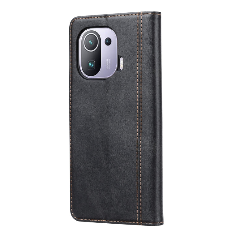 For Xiaomi Mi 11 Pro Calf Texture Double Fold Clasp Horizontal Flip Leather Case with Photo Frame & Holder & Card Slots & Wallet