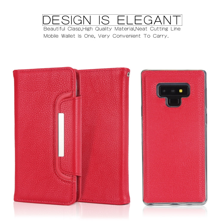 For Samsung Galaxy Note9 Litchi Texture Horizontal Flip Buckle Detachable Magnetic PU Leather Case with Card Slots & Wallet & Photo Frame