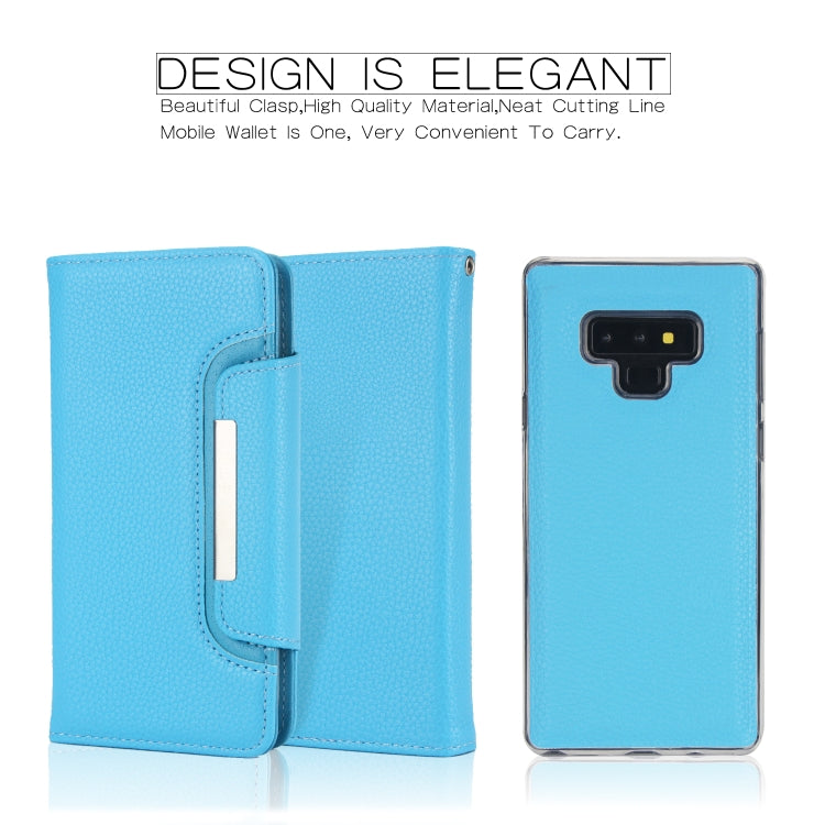 For Samsung Galaxy Note9 Litchi Texture Horizontal Flip Buckle Detachable Magnetic PU Leather Case with Card Slots & Wallet & Photo Frame