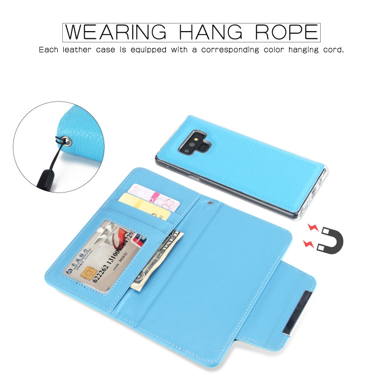 For Samsung Galaxy Note9 Litchi Texture Horizontal Flip Buckle Detachable Magnetic PU Leather Case with Card Slots & Wallet & Photo Frame