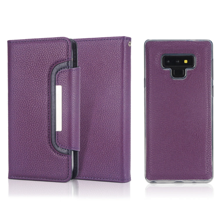 For Samsung Galaxy Note9 Litchi Texture Horizontal Flip Buckle Detachable Magnetic PU Leather Case with Card Slots & Wallet & Photo Frame