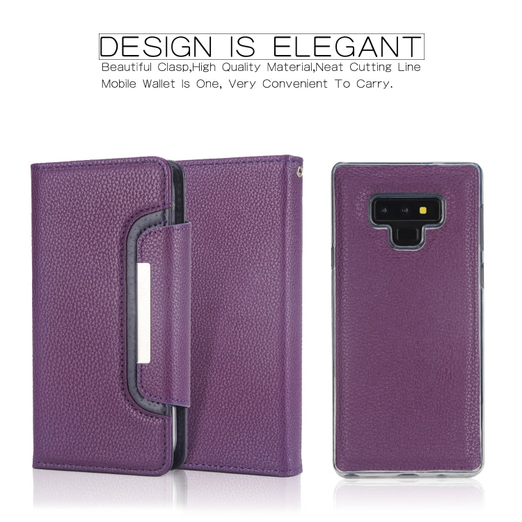 For Samsung Galaxy Note9 Litchi Texture Horizontal Flip Buckle Detachable Magnetic PU Leather Case with Card Slots & Wallet & Photo Frame