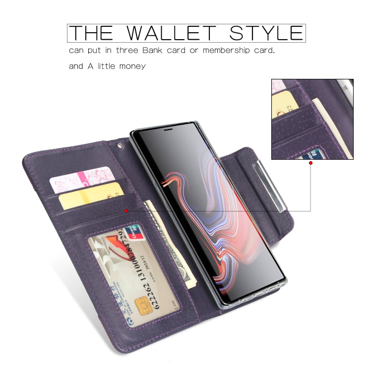 For Samsung Galaxy Note9 Litchi Texture Horizontal Flip Buckle Detachable Magnetic PU Leather Case with Card Slots & Wallet & Photo Frame