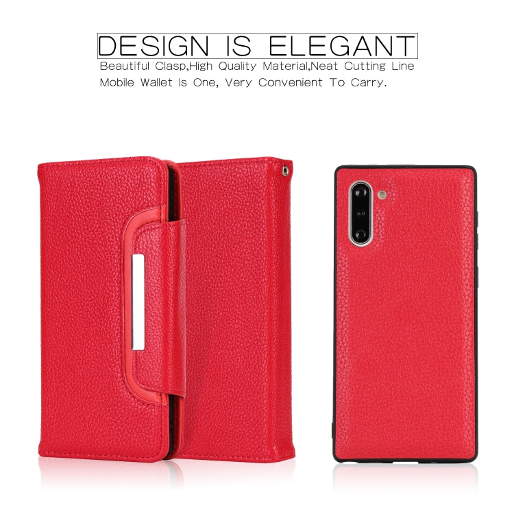 For Samsung Galaxy Note10 / Note10 5G Litchi Texture Horizontal Flip Buckle Detachable Magnetic PU Leather Case with Card Slots & Wallet & Photo Frame