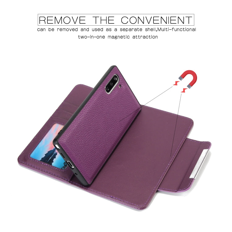 For Samsung Galaxy Note10 / Note10 5G Litchi Texture Horizontal Flip Buckle Detachable Magnetic PU Leather Case with Card Slots & Wallet & Photo Frame