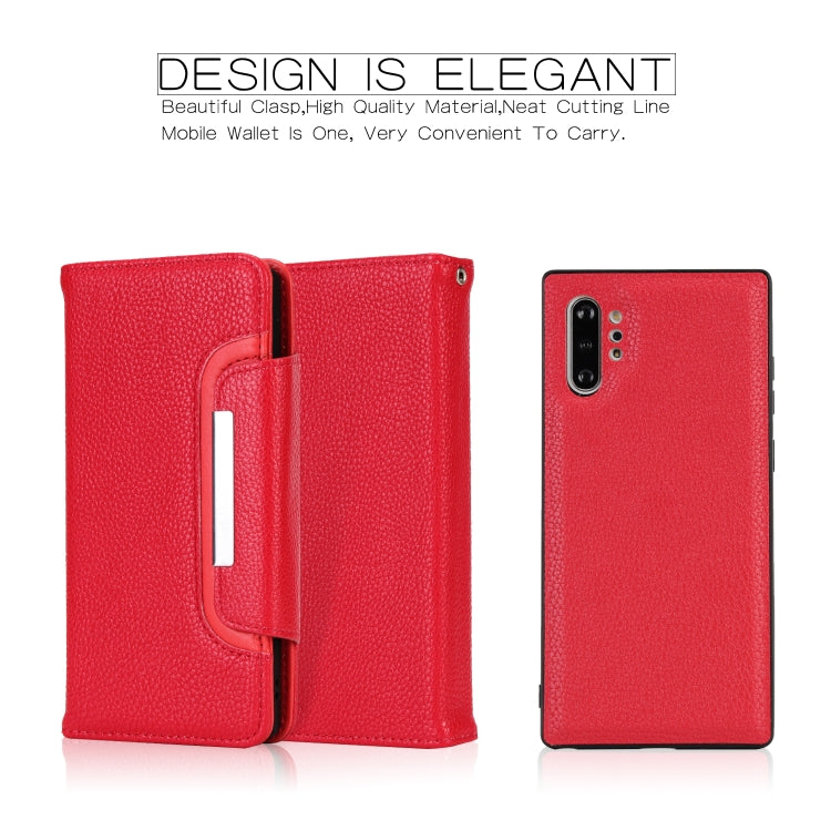 For Samsung Galaxy Note10+/Note10+ 5G Litchi Texture Horizontal Flip Buckle Detachable Magnetic PU Leather Case with Card Slots & Wallet & Photo Frame