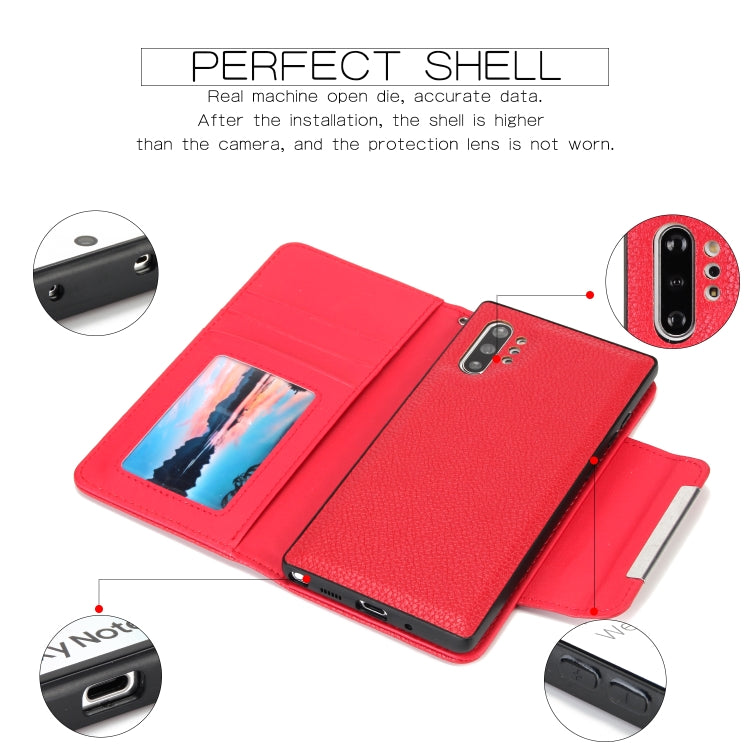 For Samsung Galaxy Note10+/Note10+ 5G Litchi Texture Horizontal Flip Buckle Detachable Magnetic PU Leather Case with Card Slots & Wallet & Photo Frame