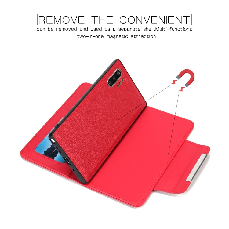 For Samsung Galaxy Note10+/Note10+ 5G Litchi Texture Horizontal Flip Buckle Detachable Magnetic PU Leather Case with Card Slots & Wallet & Photo Frame