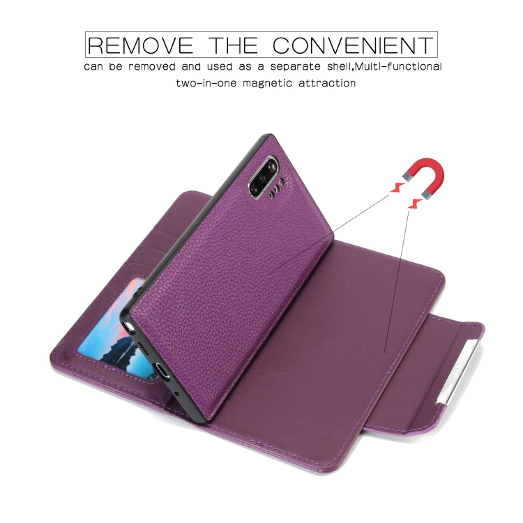 For Samsung Galaxy Note10+/Note10+ 5G Litchi Texture Horizontal Flip Buckle Detachable Magnetic PU Leather Case with Card Slots & Wallet & Photo Frame
