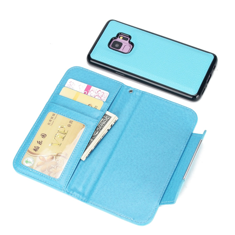 For Samsung Galaxy S9 Litchi Texture Horizontal Flip Buckle Detachable Magnetic PU Leather Case with Card Slots & Wallet & Photo Frame