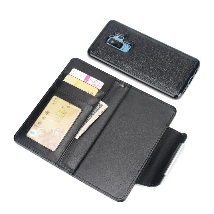 For Samsung Galaxy S9+ Litchi Texture Horizontal Flip Buckle Detachable Magnetic PU Leather Case with Card Slots & Wallet & Photo Frame