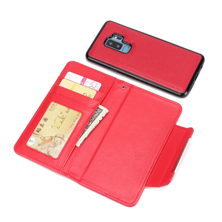 For Samsung Galaxy S9+ Litchi Texture Horizontal Flip Buckle Detachable Magnetic PU Leather Case with Card Slots & Wallet & Photo Frame