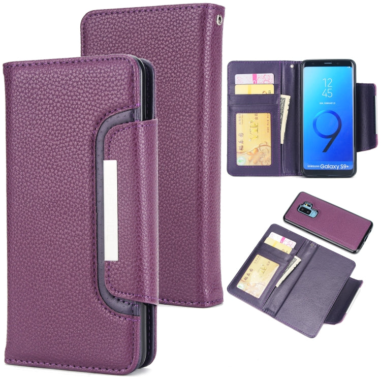 For Samsung Galaxy S9+ Litchi Texture Horizontal Flip Buckle Detachable Magnetic PU Leather Case with Card Slots & Wallet & Photo Frame