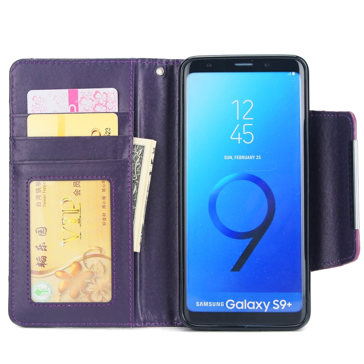 For Samsung Galaxy S9+ Litchi Texture Horizontal Flip Buckle Detachable Magnetic PU Leather Case with Card Slots & Wallet & Photo Frame