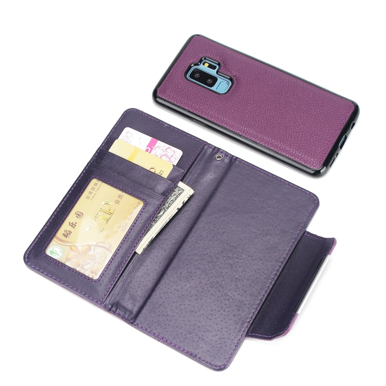 For Samsung Galaxy S9+ Litchi Texture Horizontal Flip Buckle Detachable Magnetic PU Leather Case with Card Slots & Wallet & Photo Frame