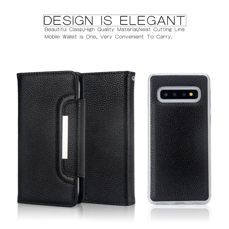 For Samsung Galaxy S10 Litchi Texture Horizontal Flip Buckle Detachable Magnetic PU Leather Case with Card Slots & Wallet & Photo Frame