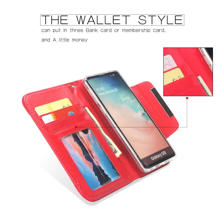 For Samsung Galaxy S10 Litchi Texture Horizontal Flip Buckle Detachable Magnetic PU Leather Case with Card Slots & Wallet & Photo Frame