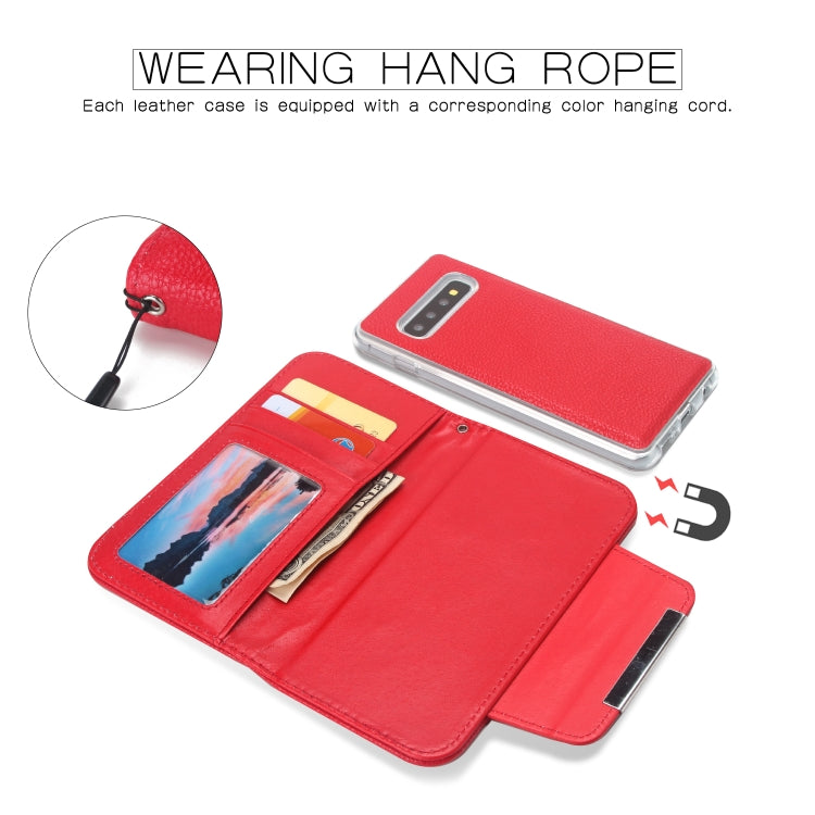 For Samsung Galaxy S10 Litchi Texture Horizontal Flip Buckle Detachable Magnetic PU Leather Case with Card Slots & Wallet & Photo Frame