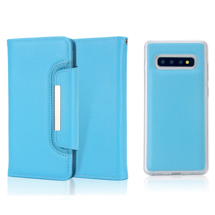 For Samsung Galaxy S10 Litchi Texture Horizontal Flip Buckle Detachable Magnetic PU Leather Case with Card Slots & Wallet & Photo Frame