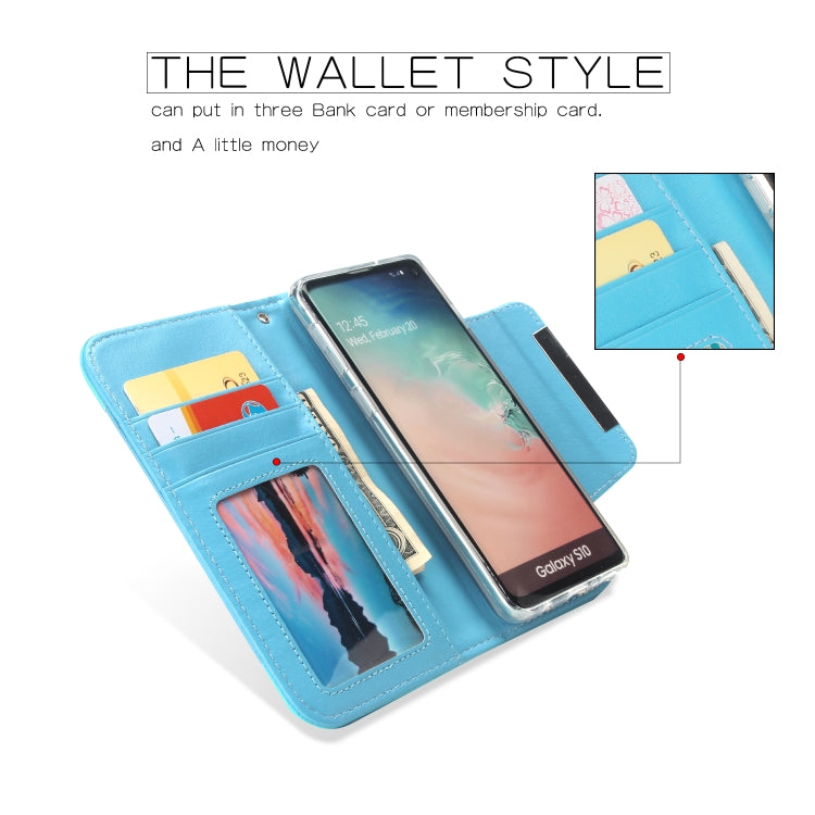For Samsung Galaxy S10 Litchi Texture Horizontal Flip Buckle Detachable Magnetic PU Leather Case with Card Slots & Wallet & Photo Frame