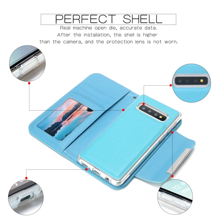 For Samsung Galaxy S10 Litchi Texture Horizontal Flip Buckle Detachable Magnetic PU Leather Case with Card Slots & Wallet & Photo Frame