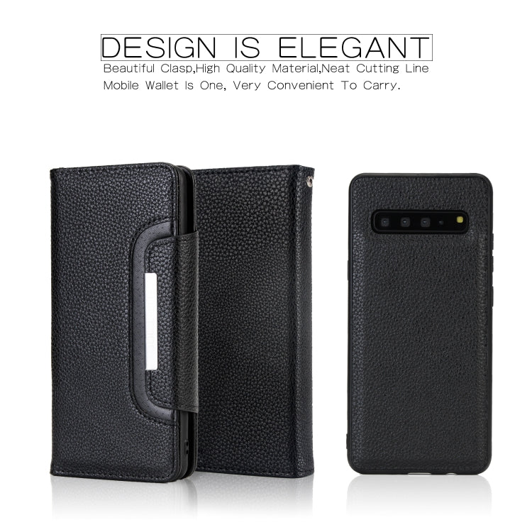 For Samsung Galaxy S10 5G Litchi Texture Horizontal Flip Buckle Detachable Magnetic PU Leather Case with Card Slots & Wallet & Photo Frame