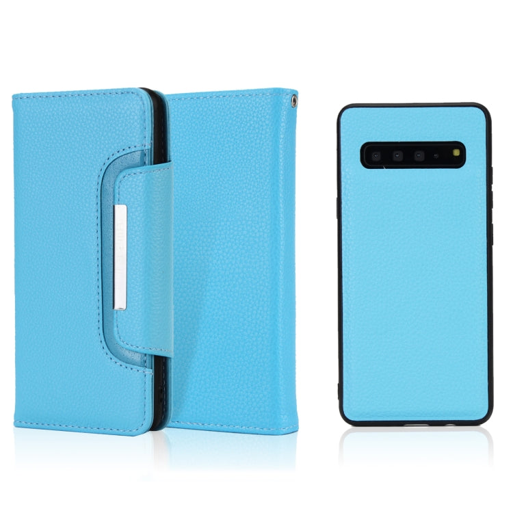 For Samsung Galaxy S10 5G Litchi Texture Horizontal Flip Buckle Detachable Magnetic PU Leather Case with Card Slots & Wallet & Photo Frame