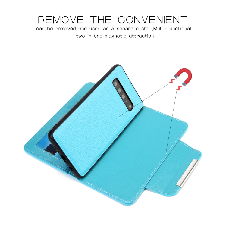 For Samsung Galaxy S10 5G Litchi Texture Horizontal Flip Buckle Detachable Magnetic PU Leather Case with Card Slots & Wallet & Photo Frame
