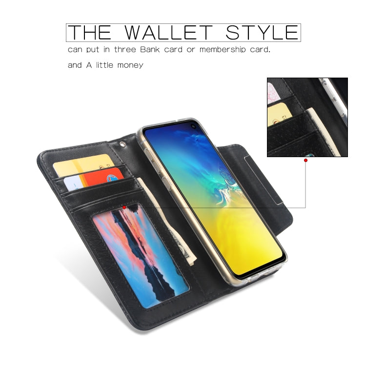 For Samsung Galaxy S10e Litchi Texture Horizontal Flip Buckle Detachable Magnetic PU Leather Case with Card Slots & Wallet & Photo Frame