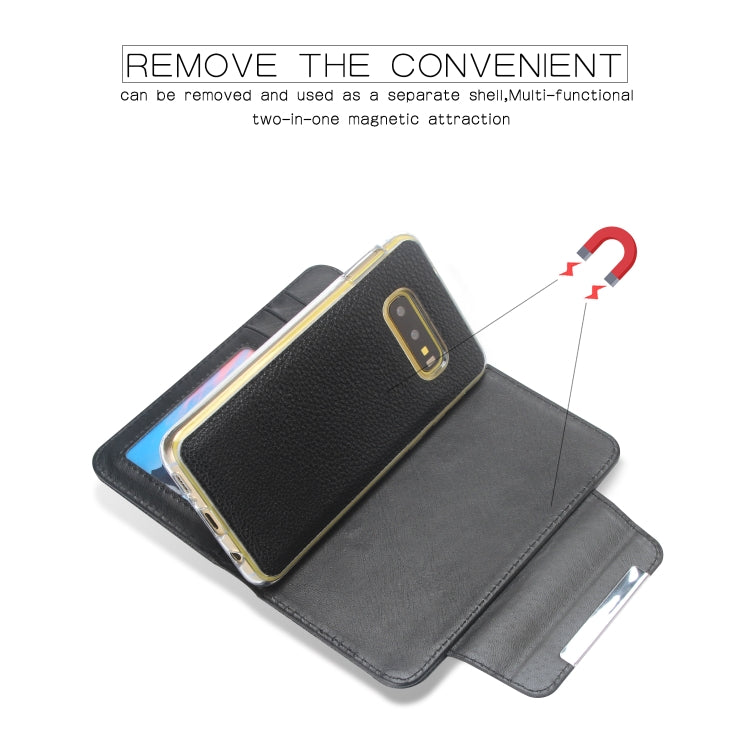 For Samsung Galaxy S10e Litchi Texture Horizontal Flip Buckle Detachable Magnetic PU Leather Case with Card Slots & Wallet & Photo Frame