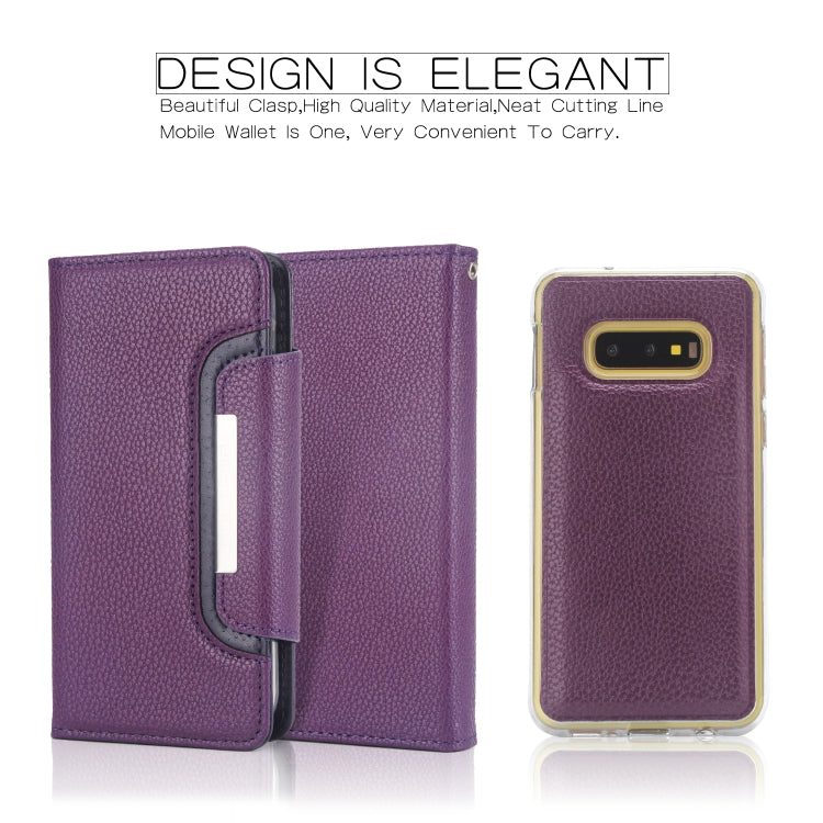 For Samsung Galaxy S10e Litchi Texture Horizontal Flip Buckle Detachable Magnetic PU Leather Case with Card Slots & Wallet & Photo Frame