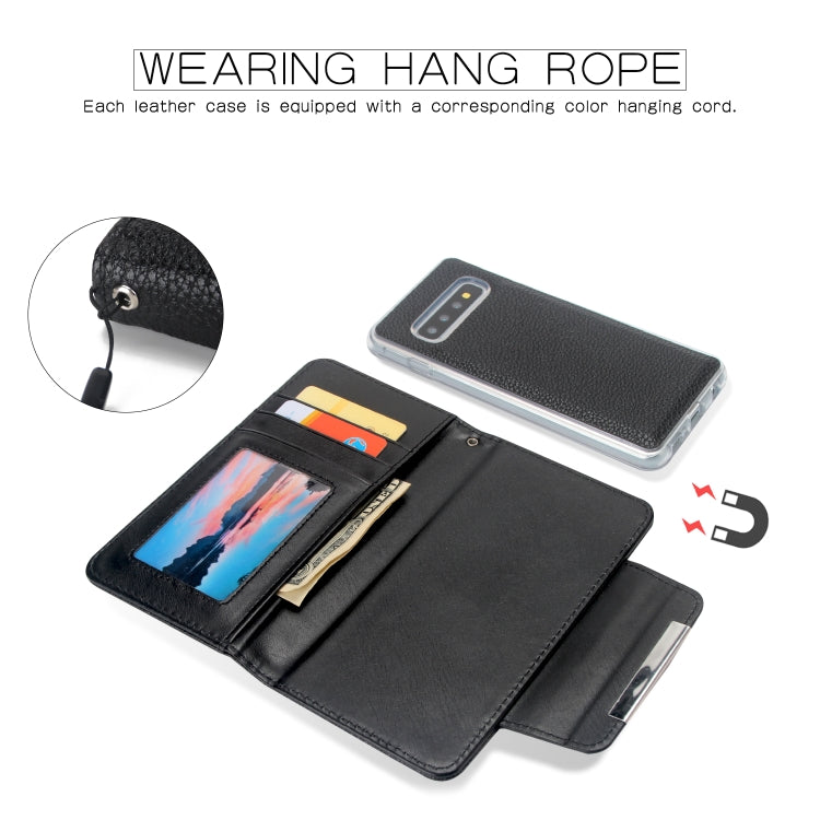 For Samsung Galaxy S10+ Litchi Texture Horizontal Flip Buckle Detachable Magnetic PU Leather Case with Card Slots & Wallet & Photo Frame