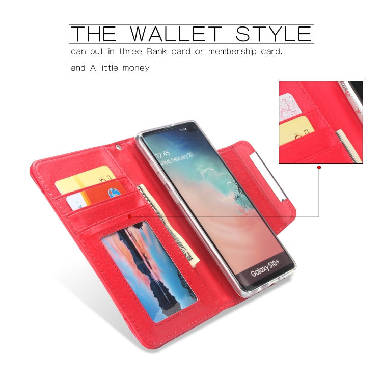 For Samsung Galaxy S10+ Litchi Texture Horizontal Flip Buckle Detachable Magnetic PU Leather Case with Card Slots & Wallet & Photo Frame