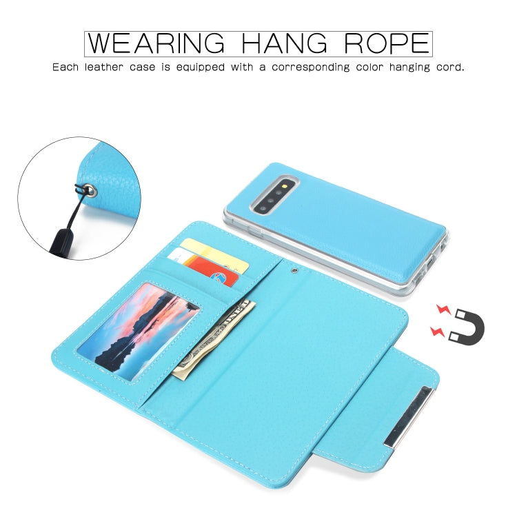 For Samsung Galaxy S10+ Litchi Texture Horizontal Flip Buckle Detachable Magnetic PU Leather Case with Card Slots & Wallet & Photo Frame