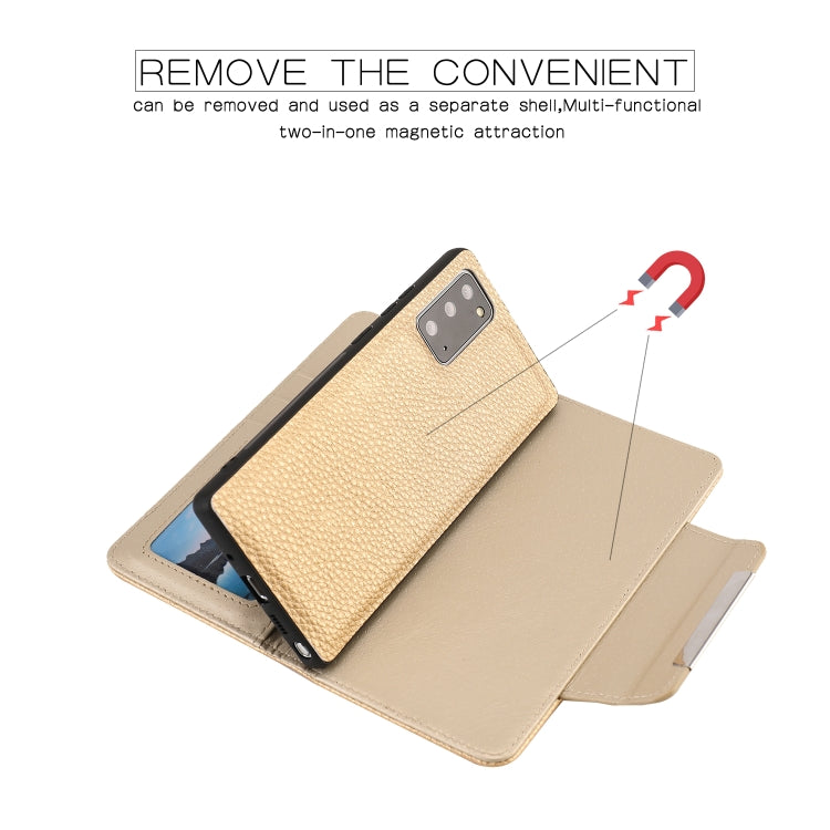 For Samsung Galaxy S20 FE Litchi Texture Horizontal Flip Buckle Detachable Magnetic PU Leather Case with Card Slots & Wallet & Photo Frame