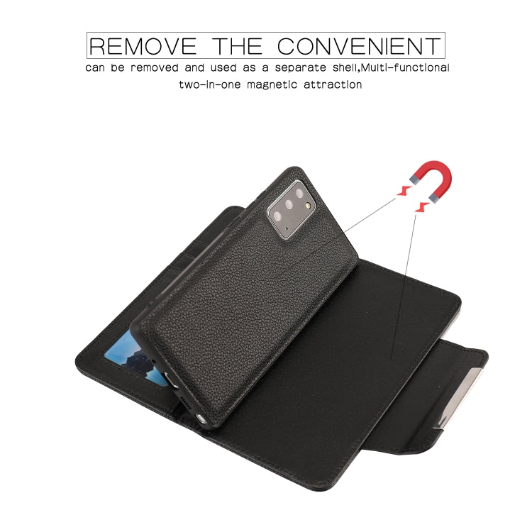 For Samsung Galaxy Note20 Litchi Texture Horizontal Flip Buckle Detachable Magnetic PU Leather Case with Card Slots & Wallet & Photo Frame