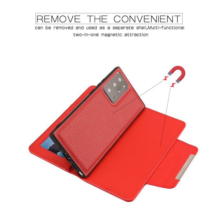 For Samsung Galaxy Note20 Ultra Litchi Texture Horizontal Flip Buckle Detachable Magnetic PU Leather Case with Card Slots & Wallet & Photo Frame