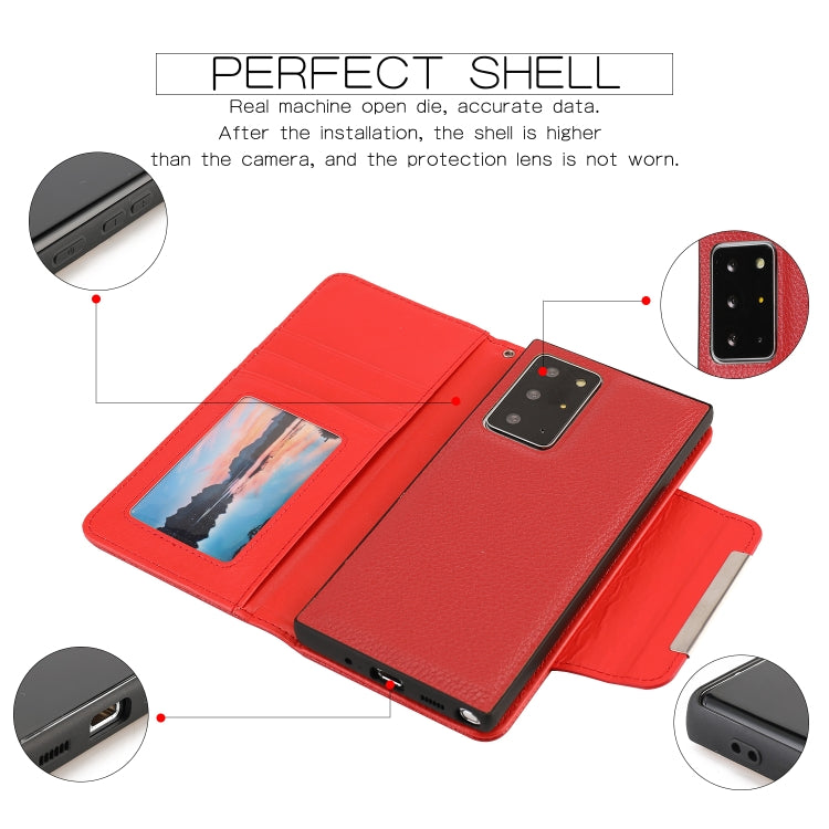 For Samsung Galaxy Note20 Ultra Litchi Texture Horizontal Flip Buckle Detachable Magnetic PU Leather Case with Card Slots & Wallet & Photo Frame