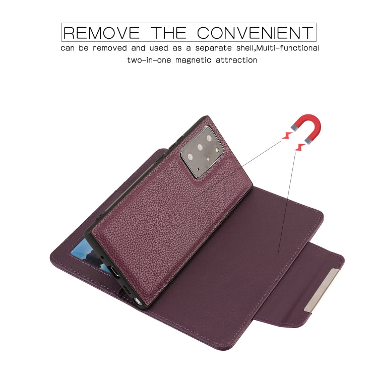 For Samsung Galaxy Note20 Ultra Litchi Texture Horizontal Flip Buckle Detachable Magnetic PU Leather Case with Card Slots & Wallet & Photo Frame
