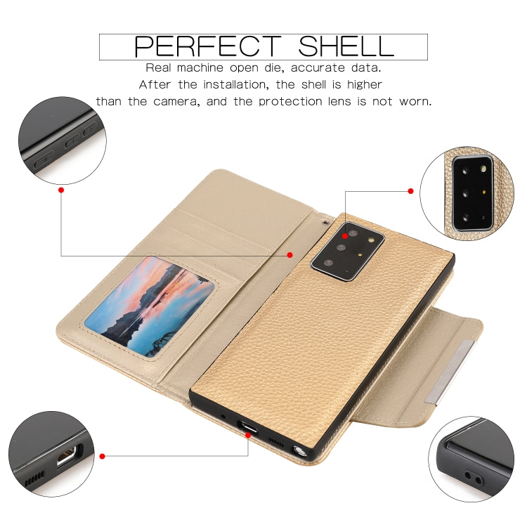 For Samsung Galaxy Note20 Ultra Litchi Texture Horizontal Flip Buckle Detachable Magnetic PU Leather Case with Card Slots & Wallet & Photo Frame