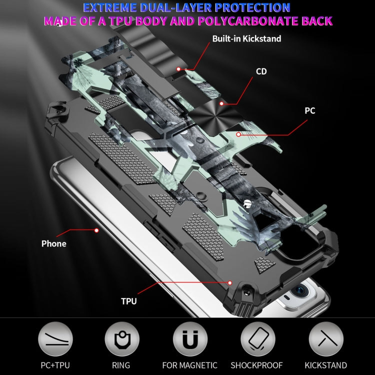 For OPPO A74 / A93 5G Camouflage Armor Shockproof TPU + PC Magnetic Protective Case with Holder