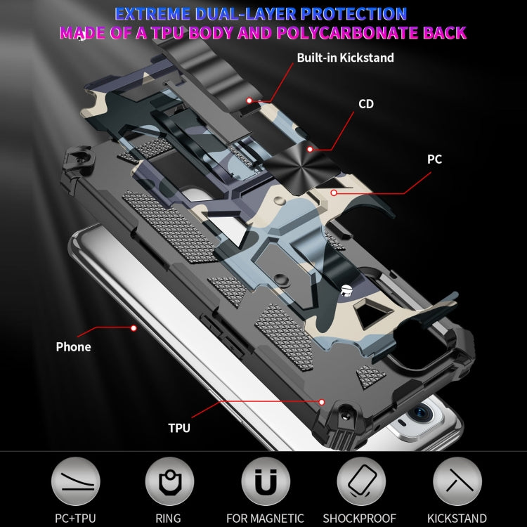 For OPPO A74 / A93 5G Camouflage Armor Shockproof TPU + PC Magnetic Protective Case with Holder