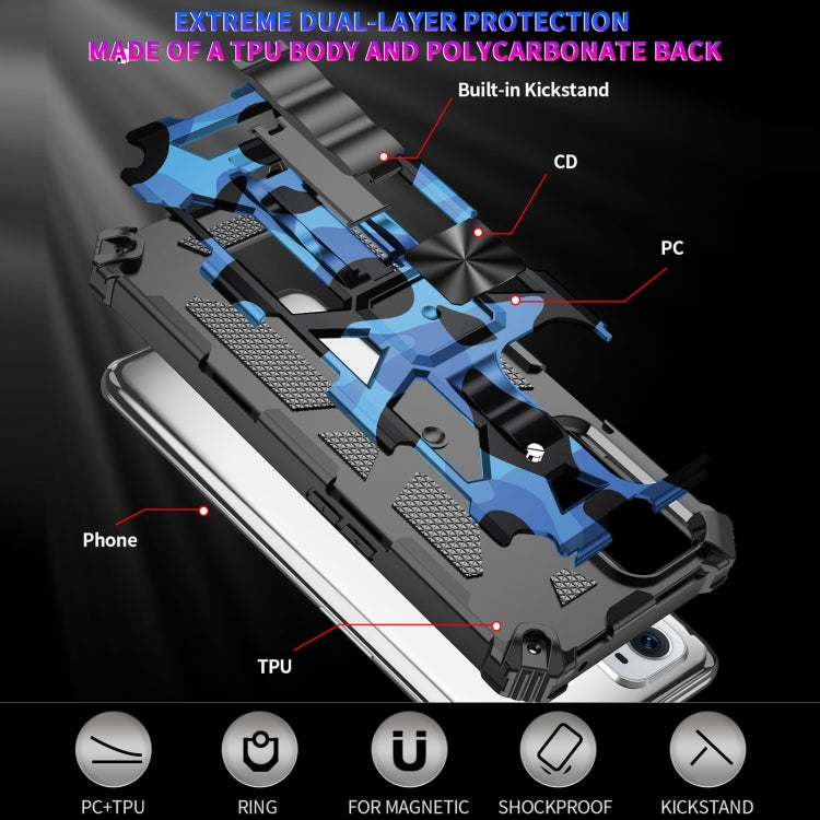 For OPPO A74 / A93 5G Camouflage Armor Shockproof TPU + PC Magnetic Protective Case with Holder