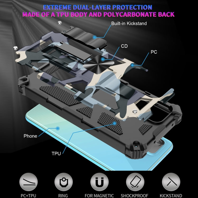 For Samsung Galaxy A82 5G Camouflage Armor Shockproof TPU + PC Magnetic Protective Case with Holder