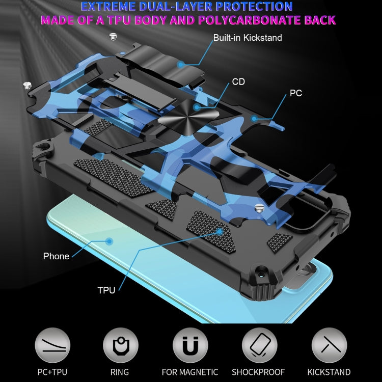 For Samsung Galaxy A82 5G Camouflage Armor Shockproof TPU + PC Magnetic Protective Case with Holder